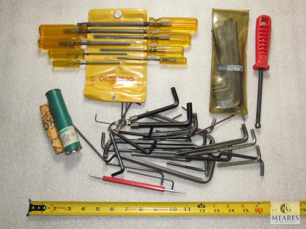 Lot Various Allen Wrenches, Set Bondhus Screwdrivers & New Jacobs chuck Arbor