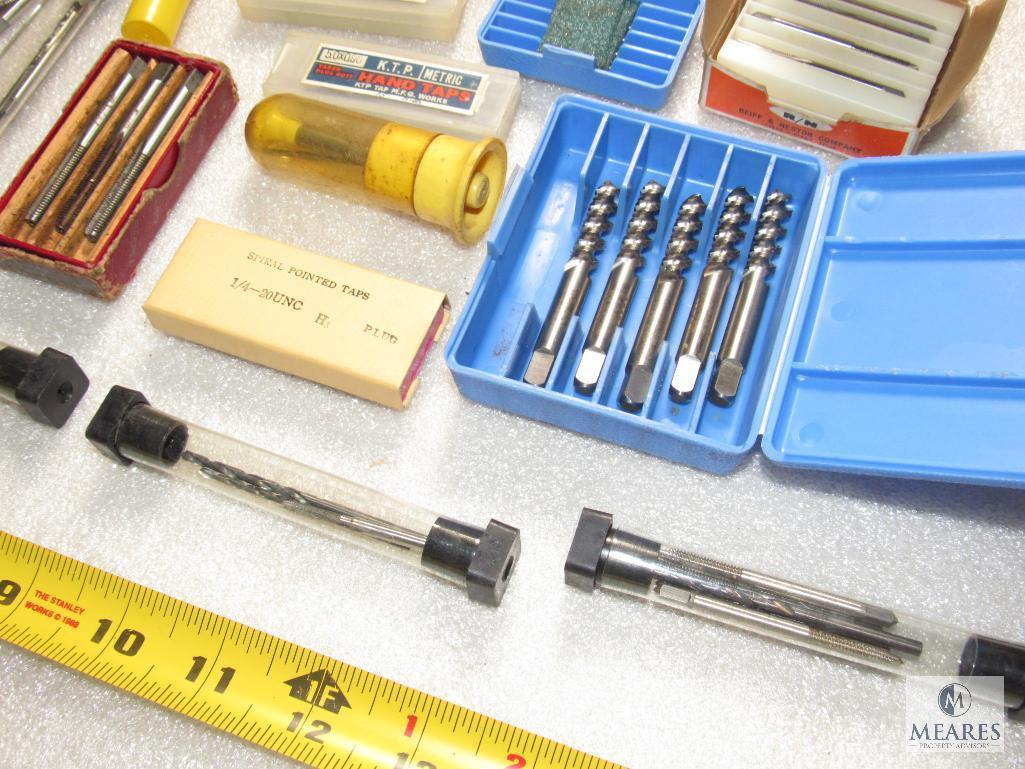 Lot various Hand Taps, Drill Bits, & Morse Machinist's Guide