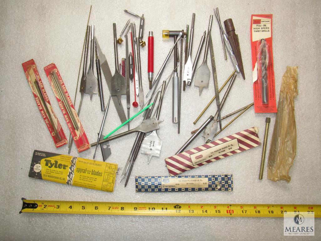 Lot various Spade Bits, Reamer, Drill Bits, & Jig Saw Blades