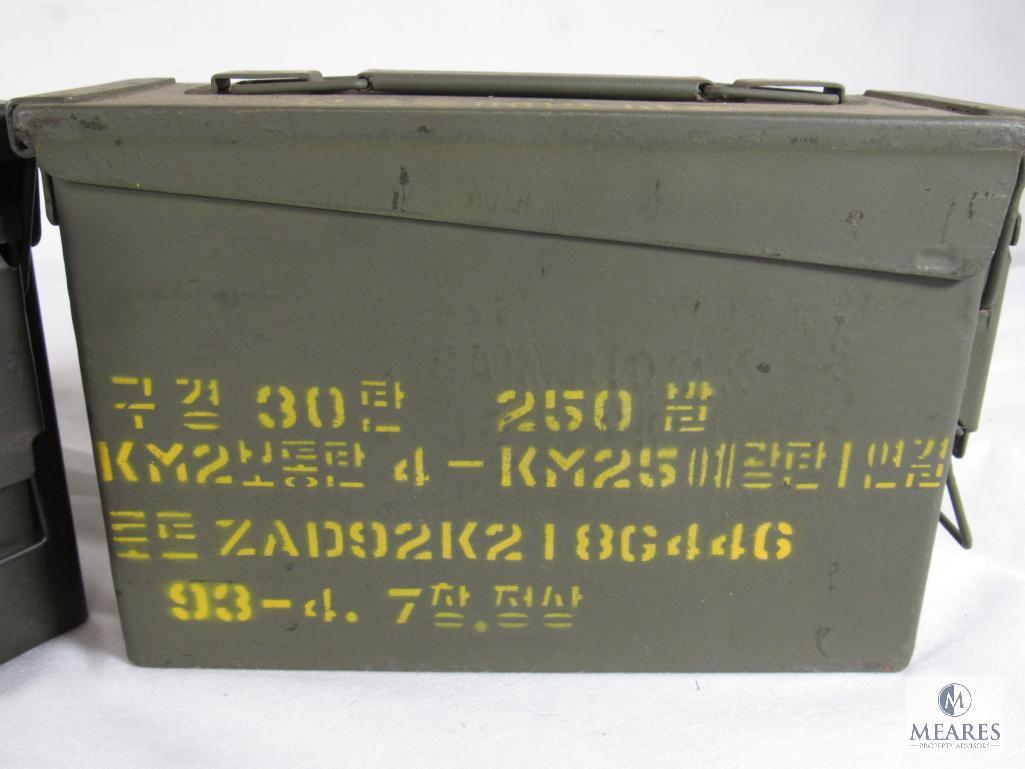 Lot 2 Metal Ammo Cans 30 Cal Sizes