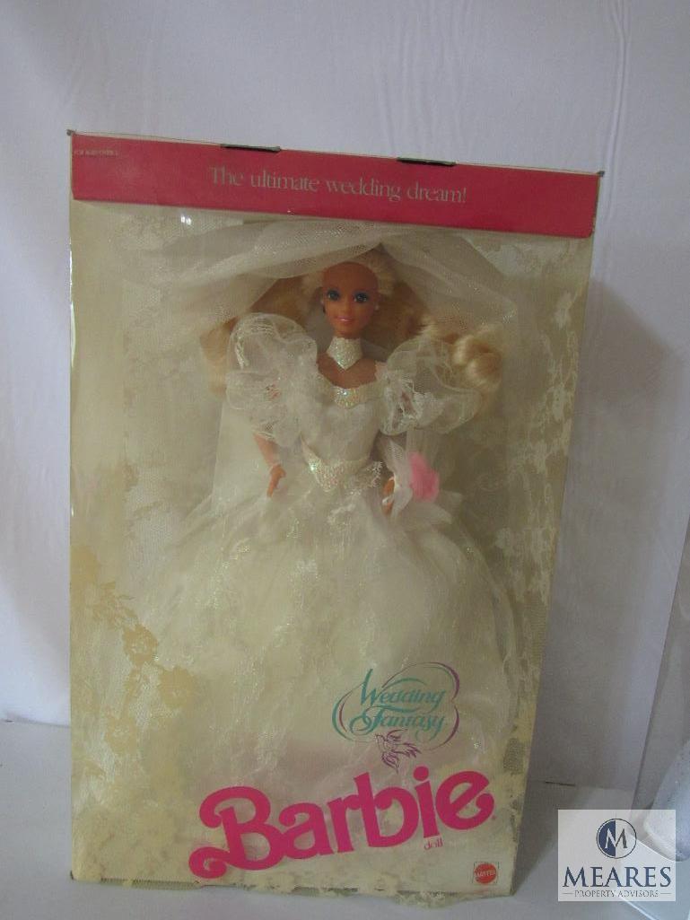 Lot 2 Barbie Dolls Happy Holidays 1992 & Wedding Fantasy 1989 New in boxes