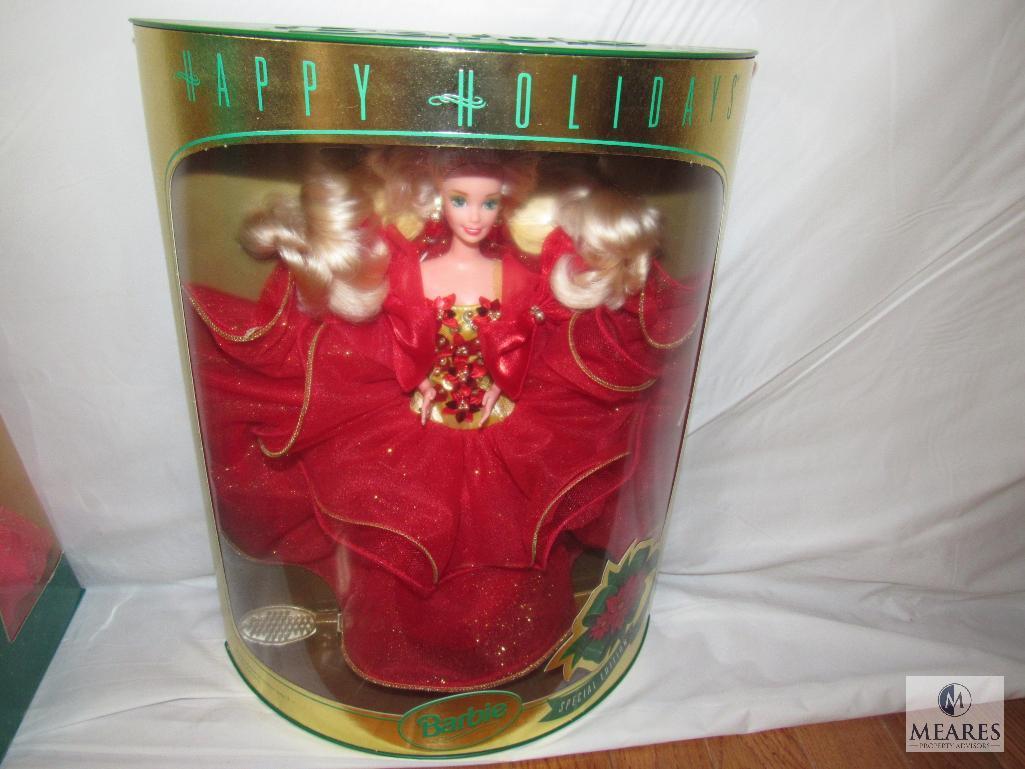 Lot 2 Happy Holiday Barbies 1990 & 1993 Special Edition New in boxes