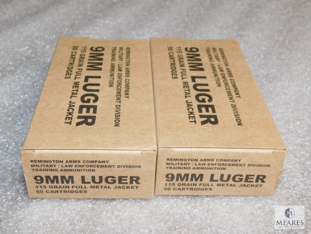 Lot 100 Rounds Remington 9mm Luger 115 Grain Ammunition