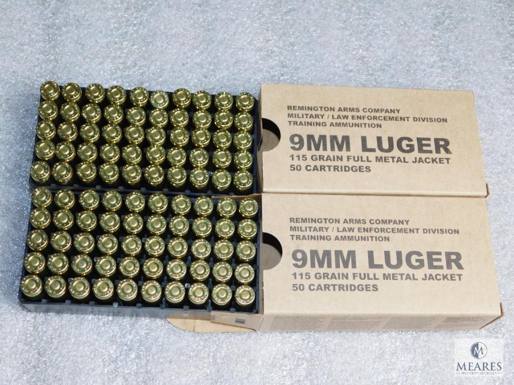 Lot 100 Rounds Remington 9mm Luger 115 Grain Ammunition