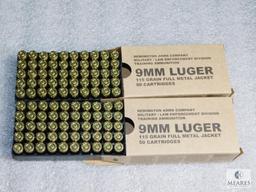 Lot 100 Rounds Remington 9mm Luger 115 Grain Ammunition