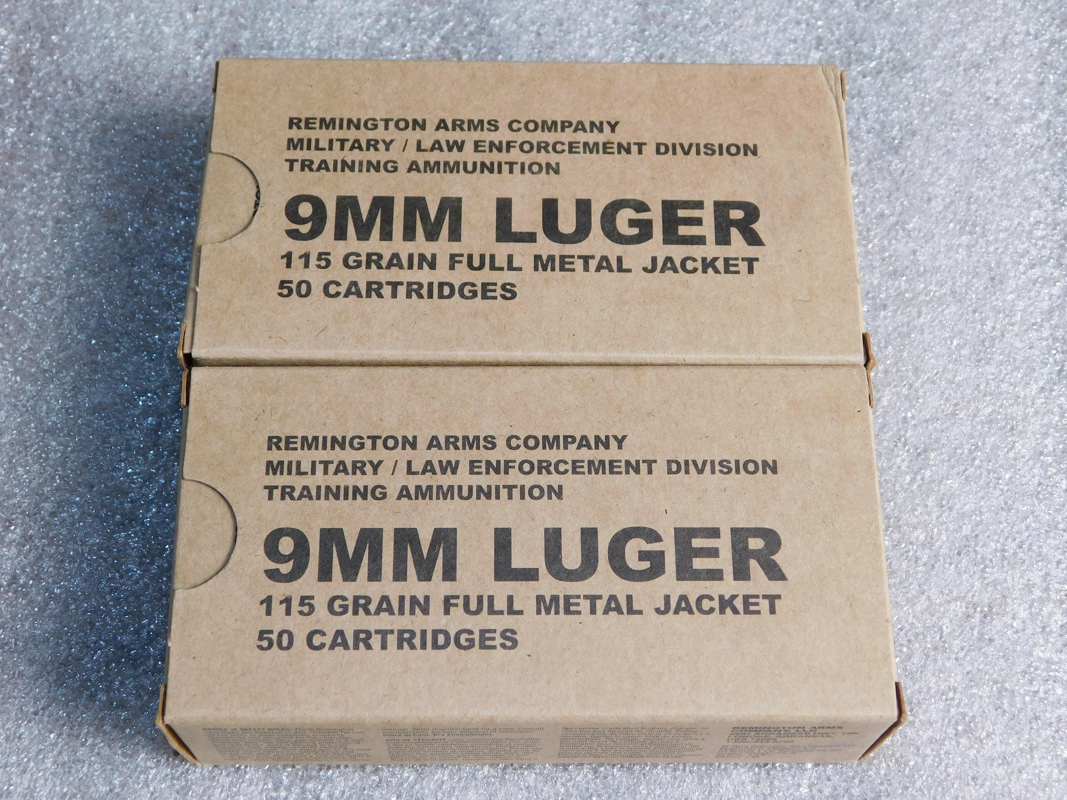 Lot 100 Rounds Remington 9mm Luger 115 Grain Ammunition