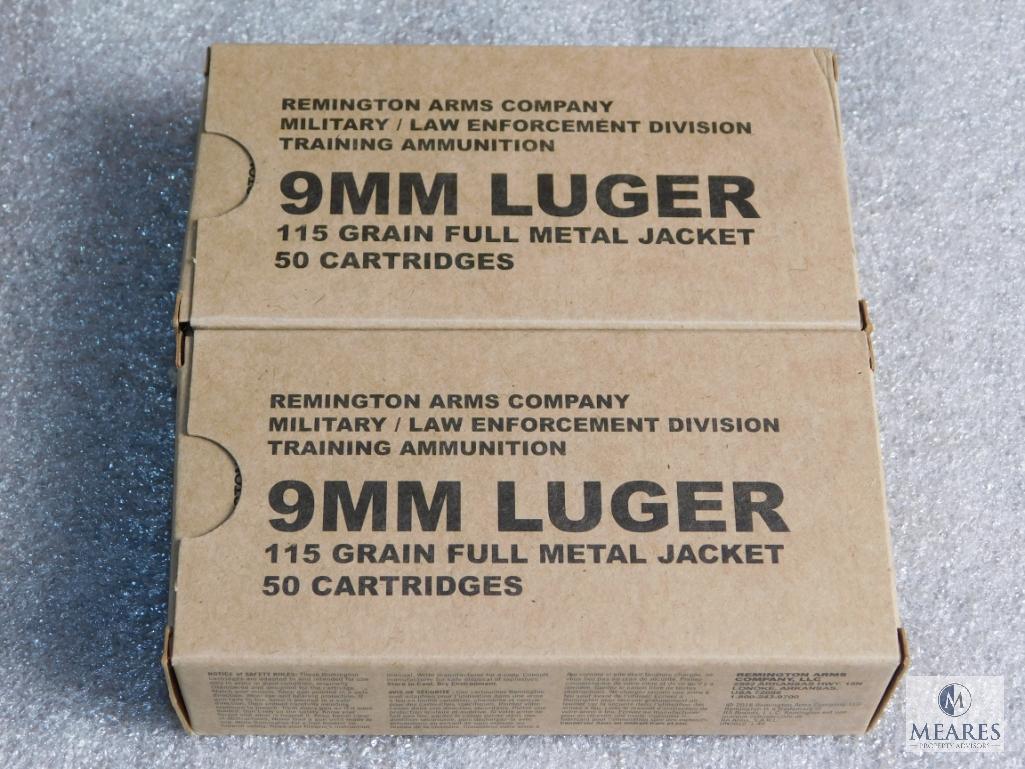 Lot 100 Rounds Remington 9mm Luger 115 Grain Ammunition