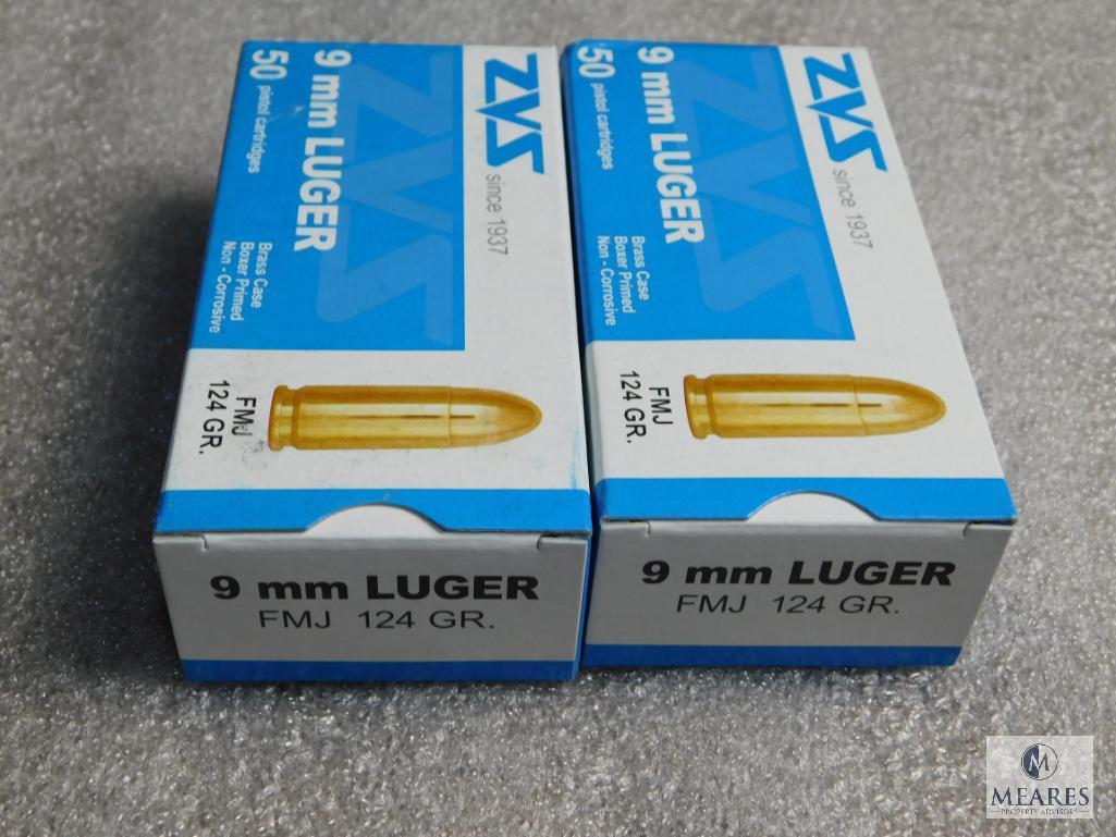 Lot 100 Round  ZVS 9MM Luger FMJ 124 GR. Ammunition