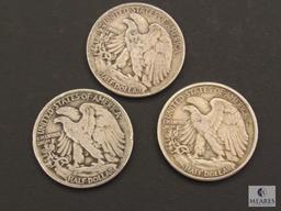 Lot of (3) 1940s Walking Liberty Half Dollars