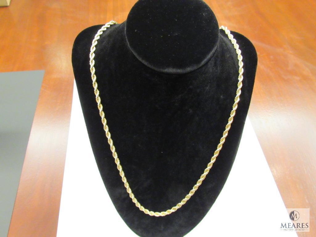 Rope Necklace Marked 14k - Yellow Gold 24"