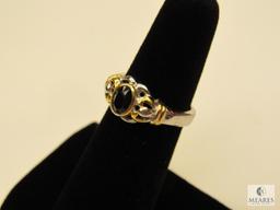 Ring - possibly Sterling with Onyx like Stone - Size 6