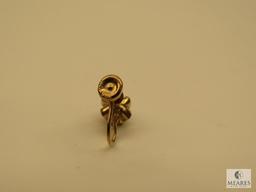 Screw-post Yellow Gold Earring marked BDA 10k - possible Diamond