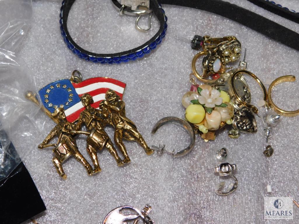 Large lot Costume Jewelry Pins, Charms, Bracelets, Necklaces, Earrings +