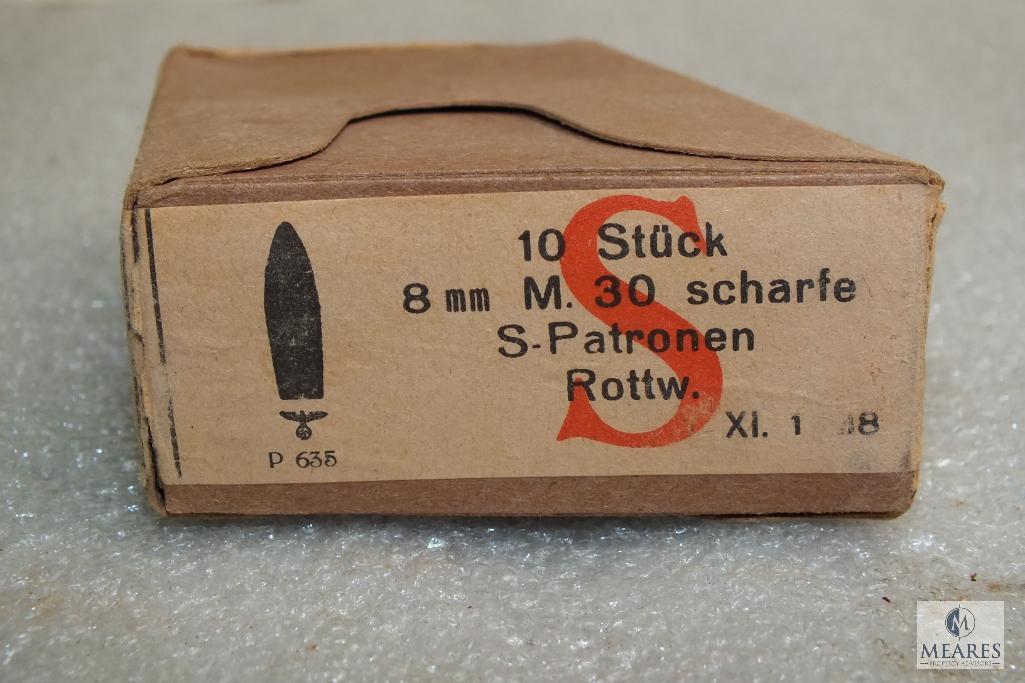 Rare 10 rounds 8x56r M30 ammo enbloc magazines fits Steyr M95 Nazi marked head stamp 1938 production