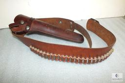 38" 44 caliber cartridge belt with leather holster fits 10" Ruger Blackhawk