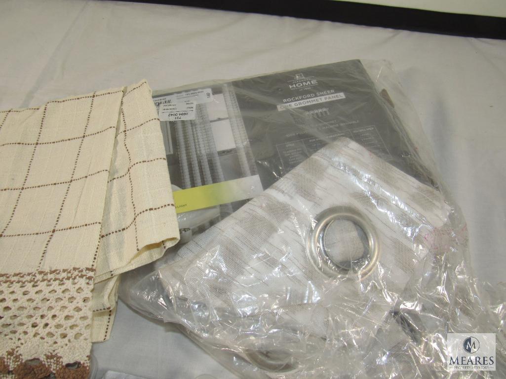 Lot of New Curtains Various Sizes - All Patterned in Taupe Colors
