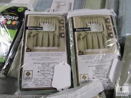 Lot of New Curtains Various Sizes - All in Light Green / Sage Tone Colors