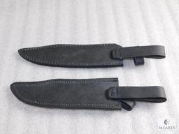 Two large leather bowie knife sheaths