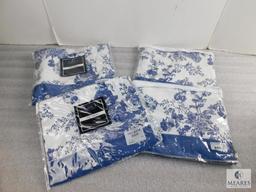 Lot 4 New Madison Collection Window Valances White Blue Toile 16" x 84" each