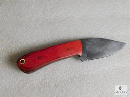 New Custom Damascus Fixed Blade Skinner w/ Leather Sheath