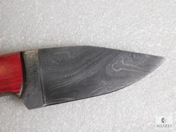New Custom Damascus Fixed Blade Skinner w/ Leather Sheath