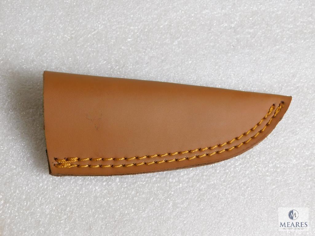 New Custom Damascus Fixed Blade Skinner w/ Leather Sheath
