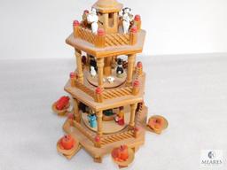 Wooden Christmas Carousel, Christmas Pyramid, Wooden Windmill with Candle Holders