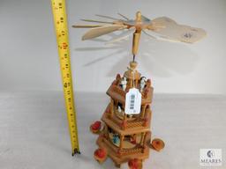 Wooden Christmas Carousel, Christmas Pyramid, Wooden Windmill with Candle Holders