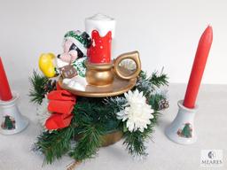 Lot of 4 Assorted Christmas Theme Candle Holders, Candle Displays, Mickey Mouse Candle Display