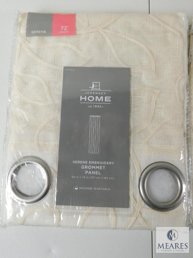 Lot 2 New Serene Embroidery Grommet Panel Curtains Ivory 50"x 72" ea