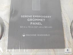 Lot 2 New Serene Embroidery Grommet Panel Curtains Ivory 50"x 72" ea