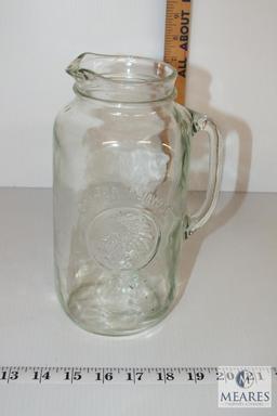 Vintage 48 oz. Golden Harvest Mason Jar Glass Pitcher Spout Handle