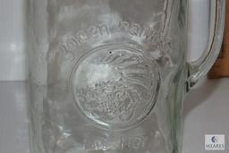 Vintage 48 oz. Golden Harvest Mason Jar Glass Pitcher Spout Handle