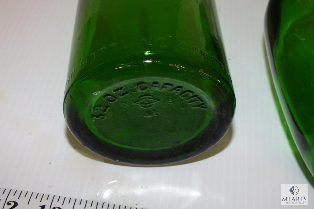 Vintage Green Glass Bottle and Jug