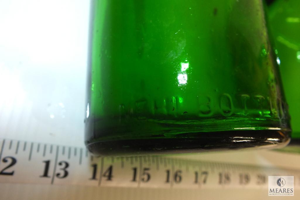 Vintage Green Glass Bottle and Jug