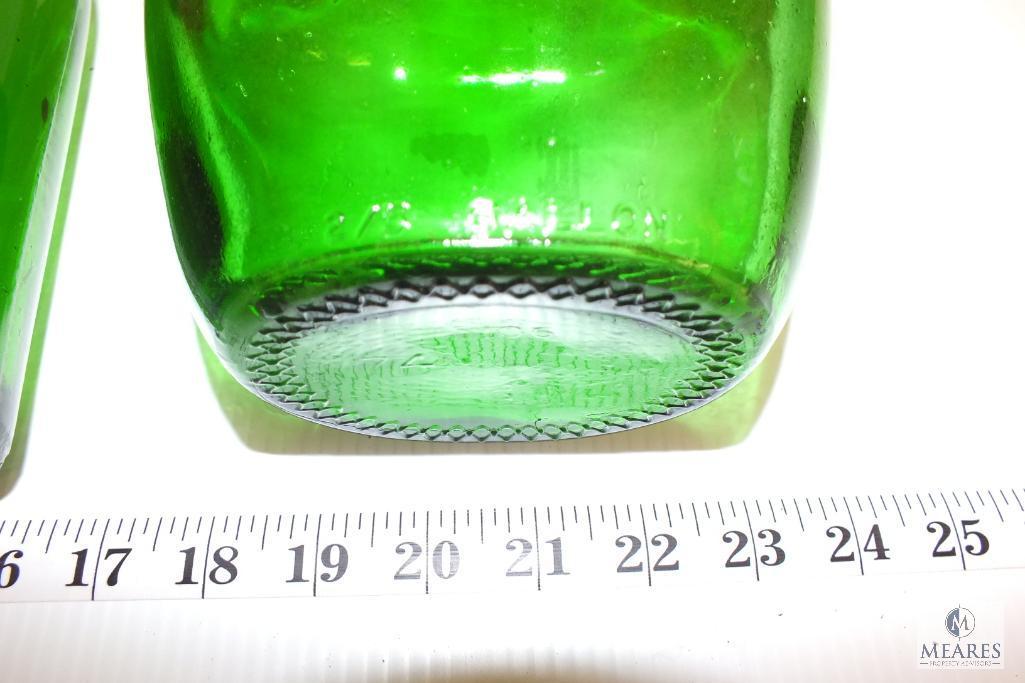 Vintage Green Glass Bottle and Jug