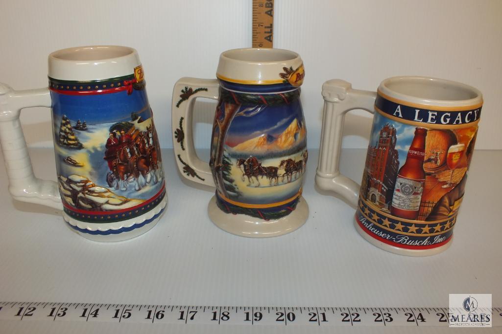 Budweiser Collectors Holiday Beer Steins with Busch Family Series