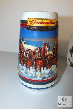 Budweiser Collectors Holiday Beer Steins with Busch Family Series