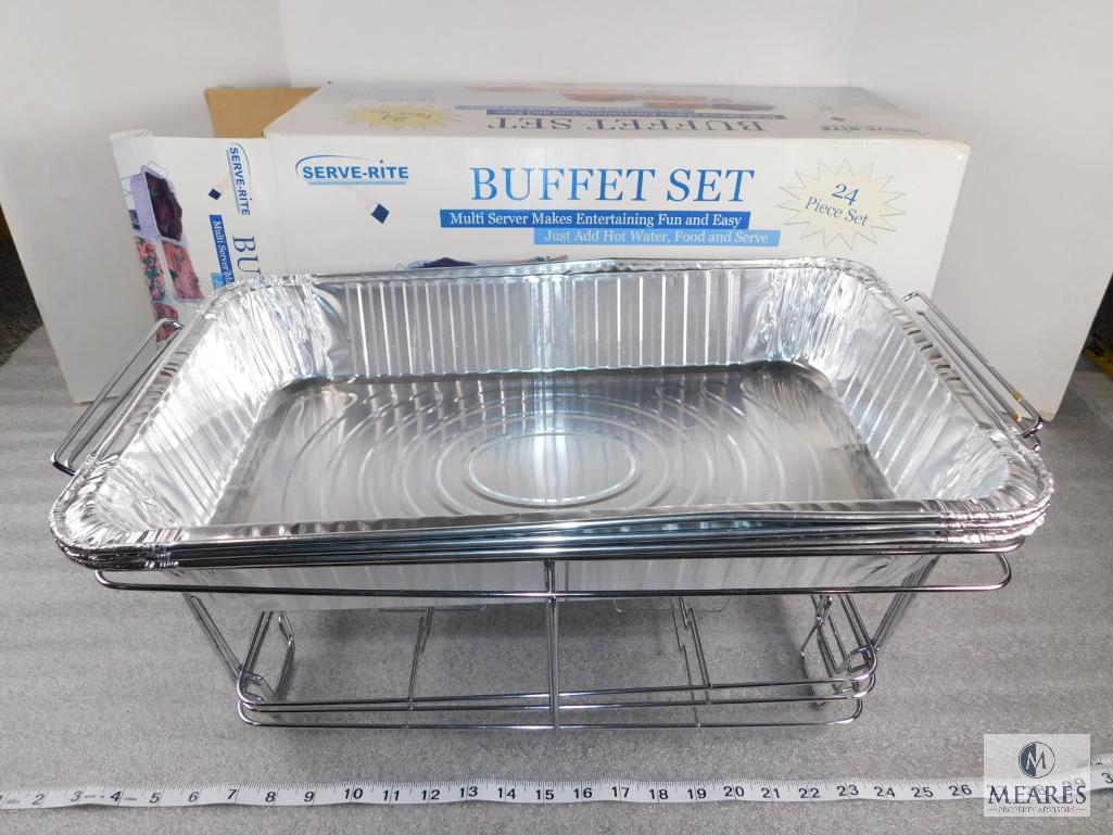 Serve-Rite Buffet Set - Only Includes 3 Chrome Plated Wire Racks and 3 Aluminum Pans