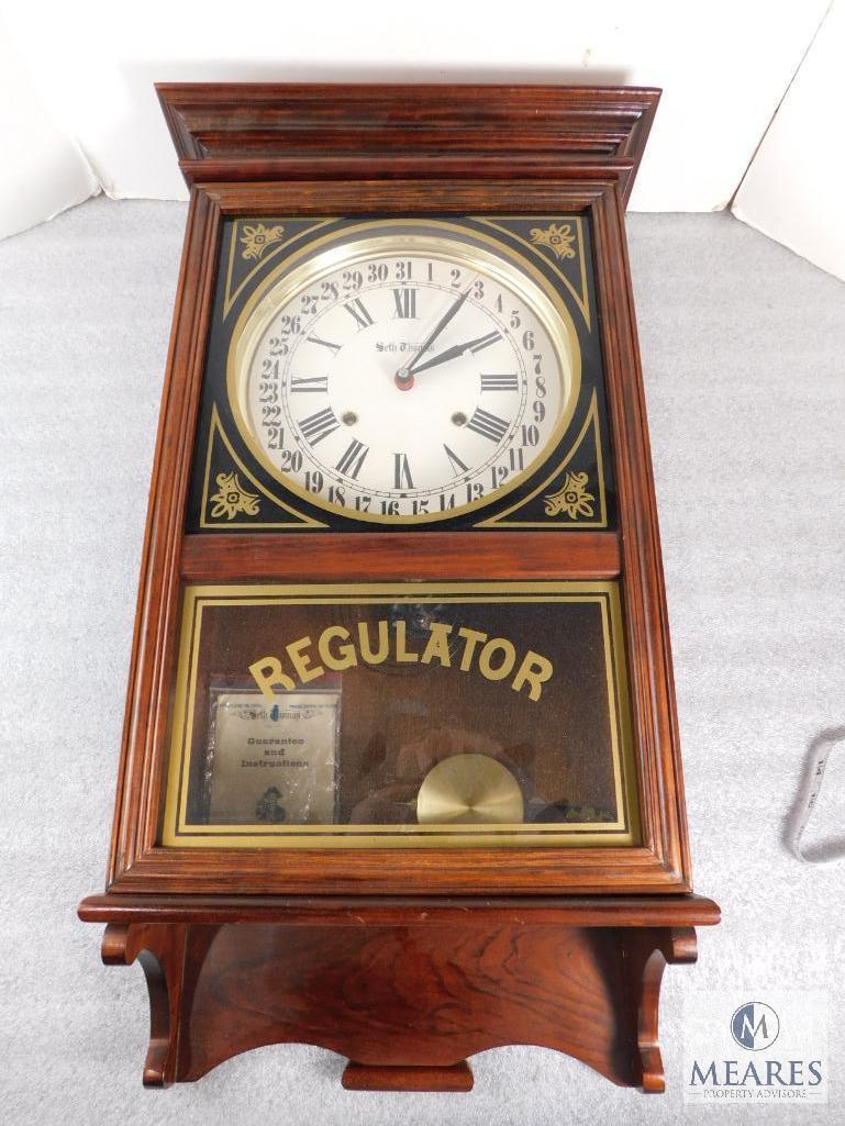 Vintage Seth Thomas Regulator Wall Clock, Mantle Clock, School Clock in Wooden Box, Wooden Case