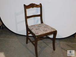 Vintage Wood Carved Chair with Needlepoint like Upholstered Seat