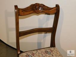 Vintage Wood Carved Chair with Needlepoint like Upholstered Seat