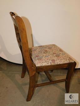 Vintage Wood Carved Chair with Needlepoint like Upholstered Seat