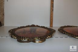 Vintage Convex Oval Ornate Frame of Praying Farmer and Farmer's Wife