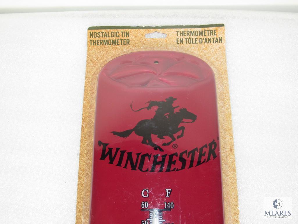 New Winchester large Nostalgic Shotgun Shell Tin Sign Thermometer 25" x 7"
