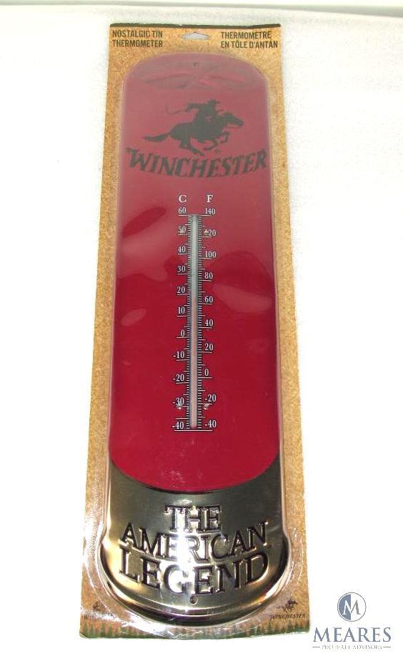 New Winchester large Nostalgic Shotgun Shell Tin Sign Thermometer 25" x 7"