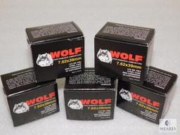 100 Rounds Wolf 7.62x39mm Ammo 123 Grain FMJ Steel case