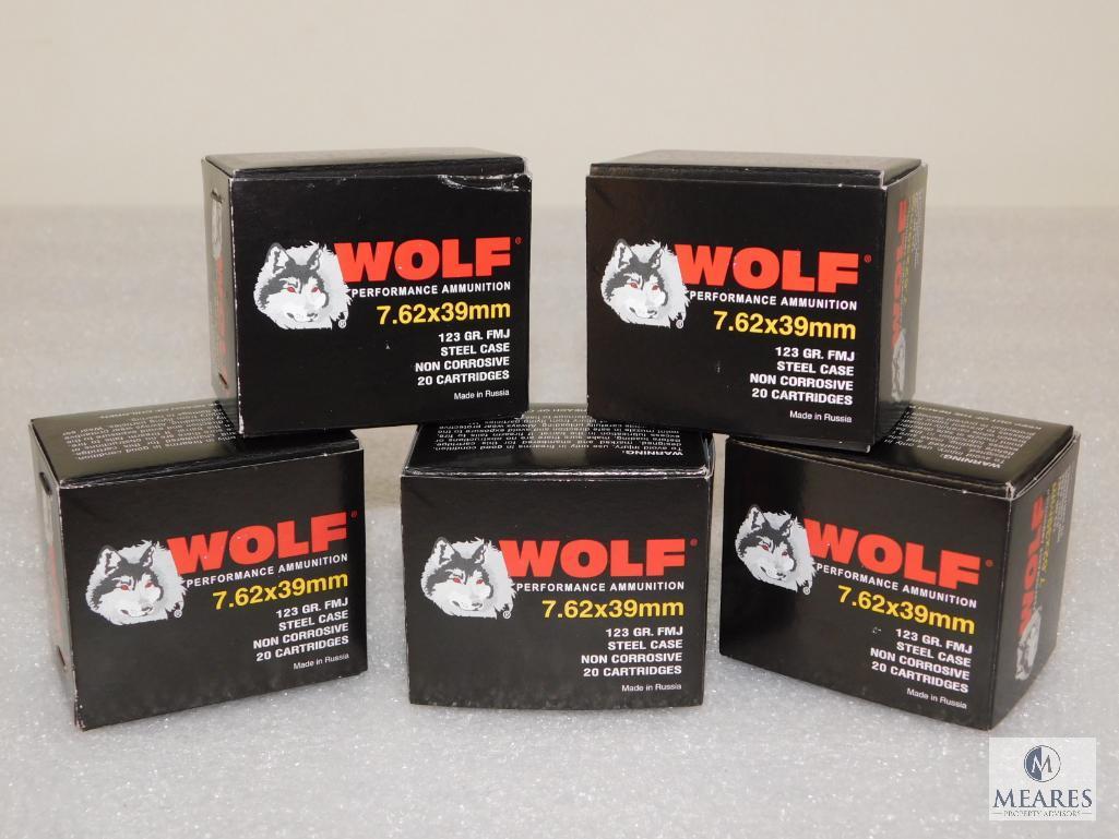 100 Rounds Wolf 7.62x39mm Ammo 123 Grain FMJ Steel case