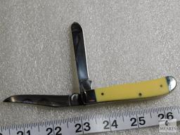 New Case Mini Trapper Pocket Knife Yellow #3027 CV