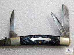 John Primble Belknap Vintage 4 Blade Pocket Knife #5517 with Leather Sheath